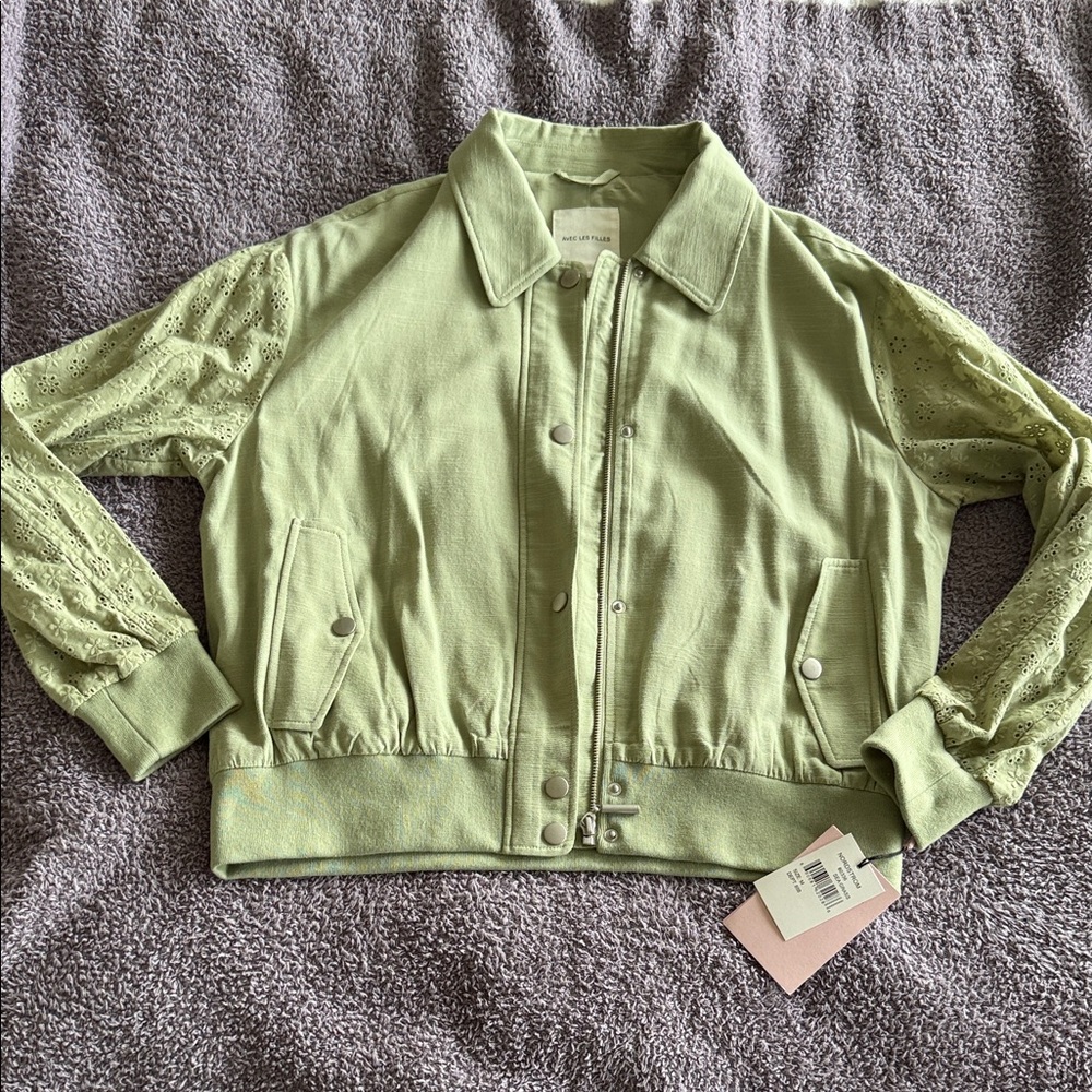 Avec Les Filles Light Green Bomber Jacket
